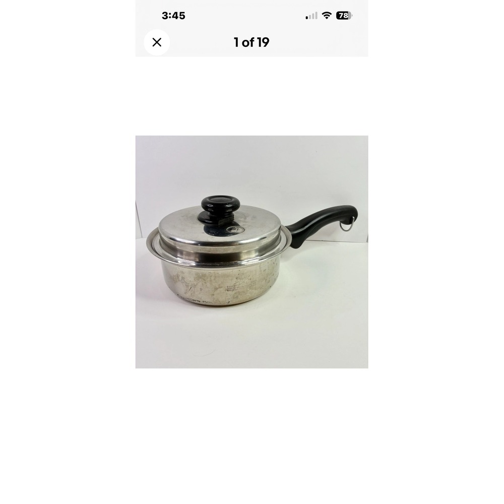 Saladmaster 18-8 Tri-Clad Stainless Steel Saucepan with‎ Vapo Lid Vintage 7 Inch